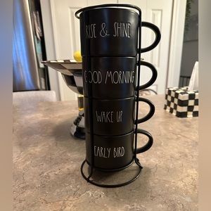 Brand new Rae Dunn mugs with holder